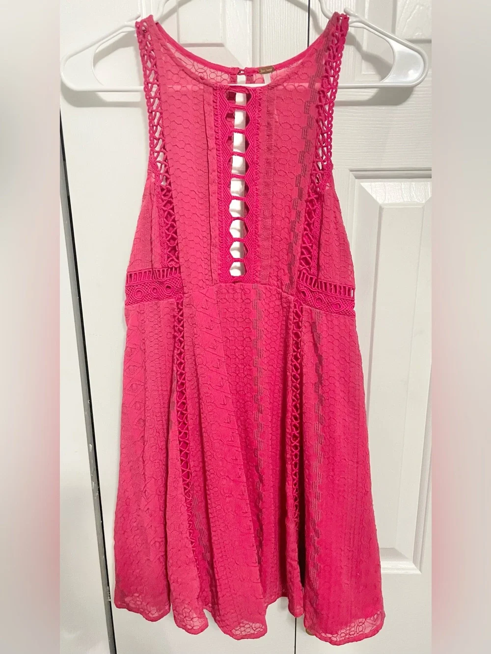 Free People Hot Pink Lace Midi Dress
